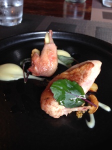 Smoked Quail with maple glazed parsnip, crisps and mustard seeds.